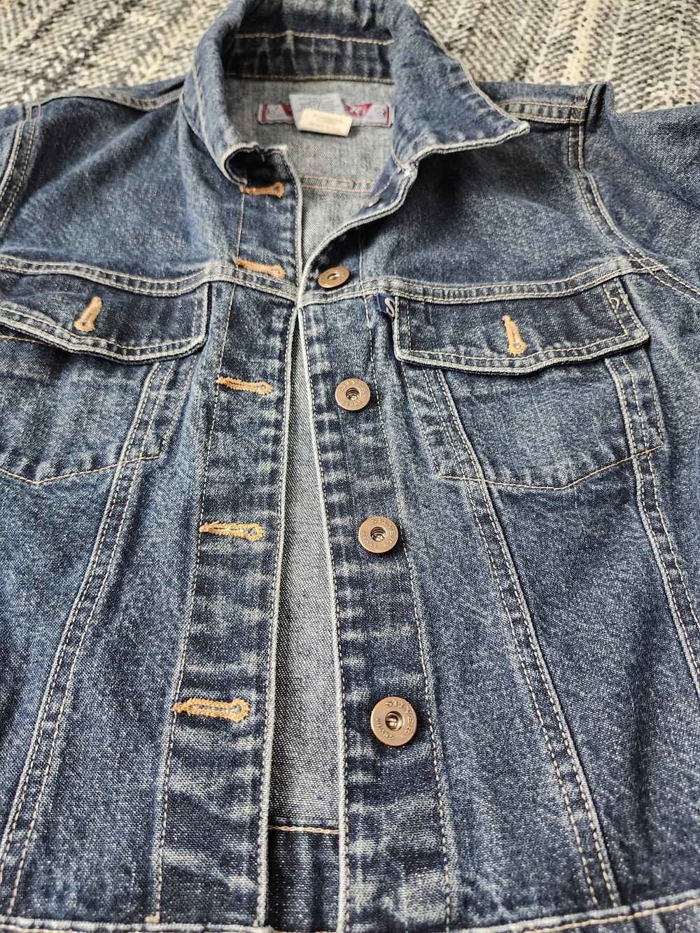Vintage Demin Jacket Extra Small SILVER Brand Made in Canada 90s Copper Buttons